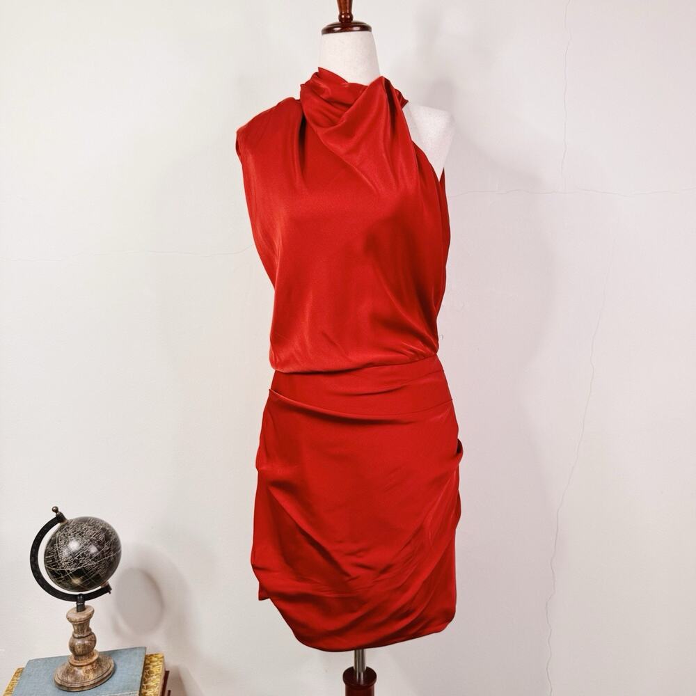 Johanna Ortiz Silk Bantu Mini Dress 6 NWT Terra Cotta Draped Cocktail Party